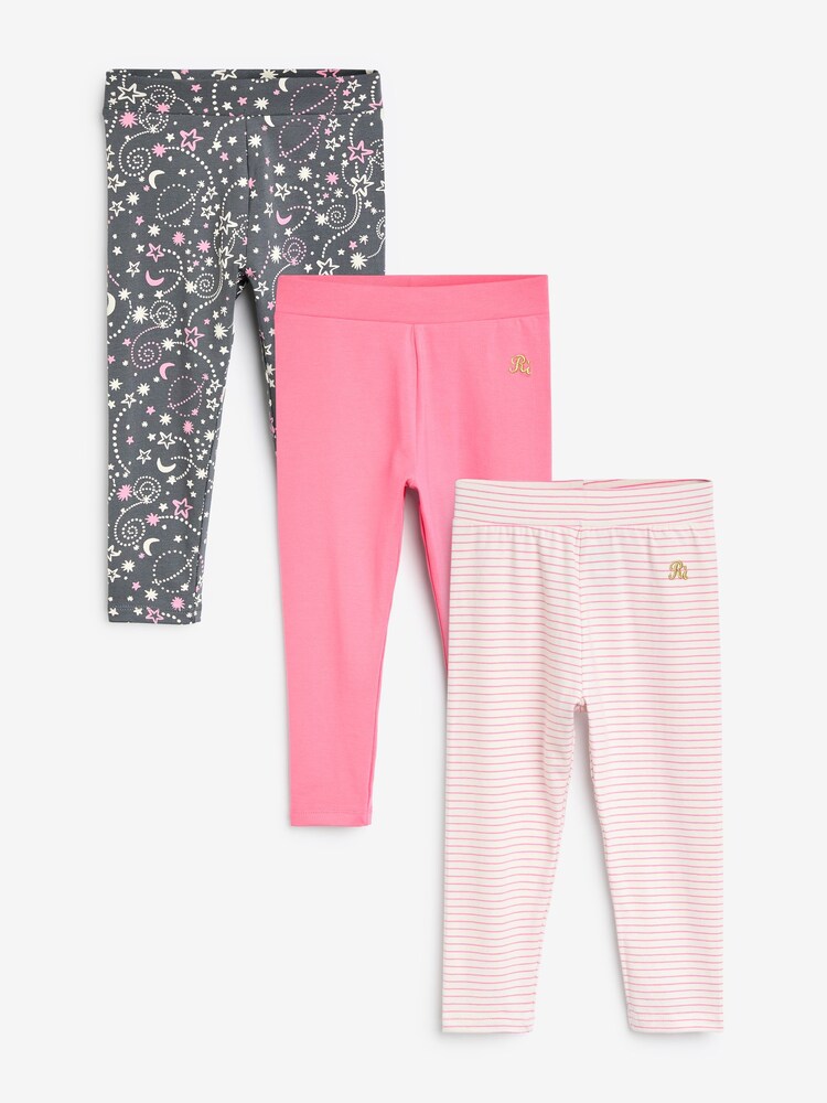 River Island Pink Girls Unicorn Leggings 3 Pack - Image 1 of 1