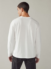 White Relaxed Fit Long Sleeve Crew Neck T-Shirt - Image 2 of 7