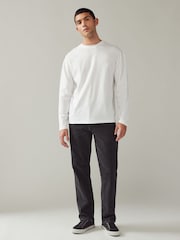 White Relaxed Fit Long Sleeve Crew Neck T-Shirt - Image 3 of 7