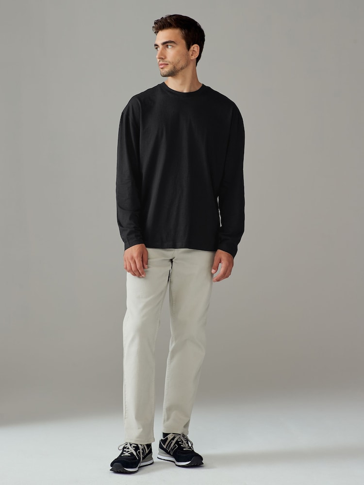 Black Relaxed Fit Long Sleeve Crew Neck T-Shirt - Image 2 of 7