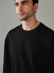 Black Relaxed Fit Long Sleeve Crew Neck T-Shirt - Image 4 of 7