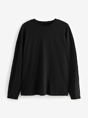 Black Relaxed Fit Long Sleeve Crew Neck T-Shirt - Image 5 of 7