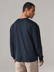 Navy Blue Relaxed Fit Long Sleeve Crew Neck T-Shirt - Image 3 of 7