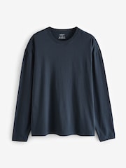 Navy Blue Relaxed Fit Long Sleeve Crew Neck T-Shirt - Image 5 of 7