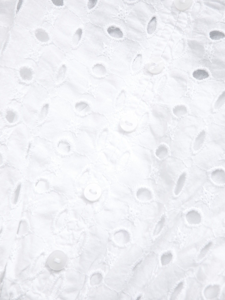 Abercrombie & Fitch Broderie Cut Out Detail 100% Cotton White Playsuit - Image 2 of 2