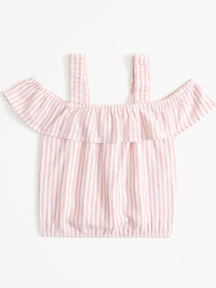 Abercrombie & Fitch Pink Off The Shoulder Bardot Linen Stripe Top - Image 7 of 7 Abercrombie & Fitch Pink Off The Shoulder Bardot Linen Stripe Top - Image 7 of 7