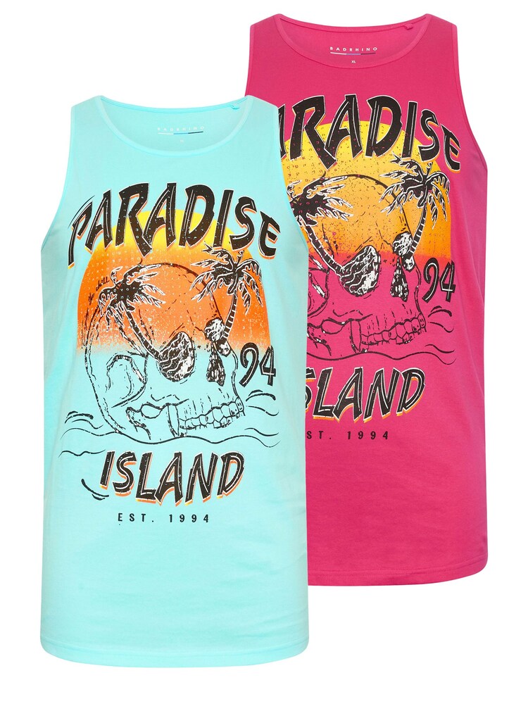BadRhino Big & Tall Lot de 2 gilets imprimés 100% coton Lost In Paradise - Image 3 of 5