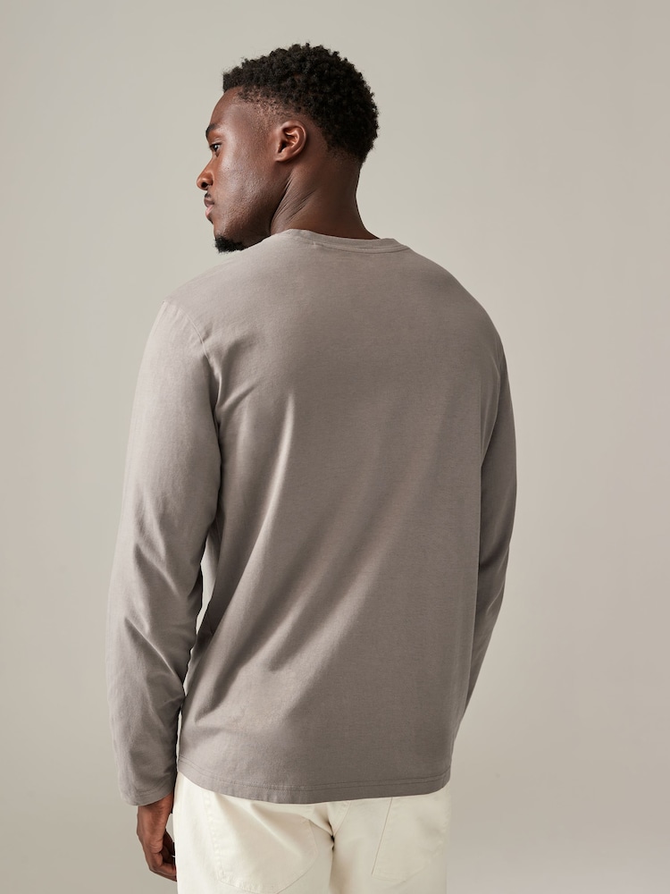 Blues/Grey/Neutrals Regular Fit Regular Fit Long Sleeve 100% Cotton T-Shirts 5 Pack - Image 10 of 16