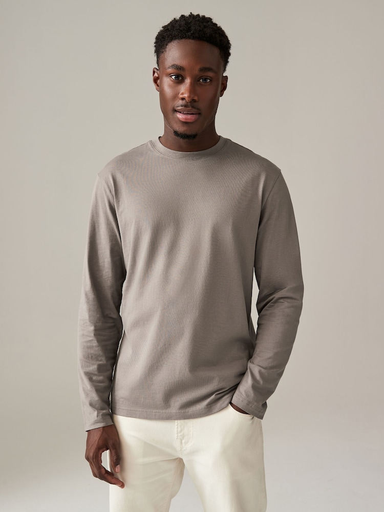 Blues/Grey/Neutrals Regular Fit Regular Fit Long Sleeve 100% Cotton T-Shirts 5 Pack - Image 11 of 16