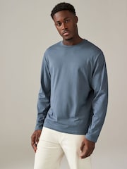 Blues/Grey/Neutrals Regular Fit Regular Fit Long Sleeve 100% Cotton T-Shirts 5 Pack - Image 14 of 16