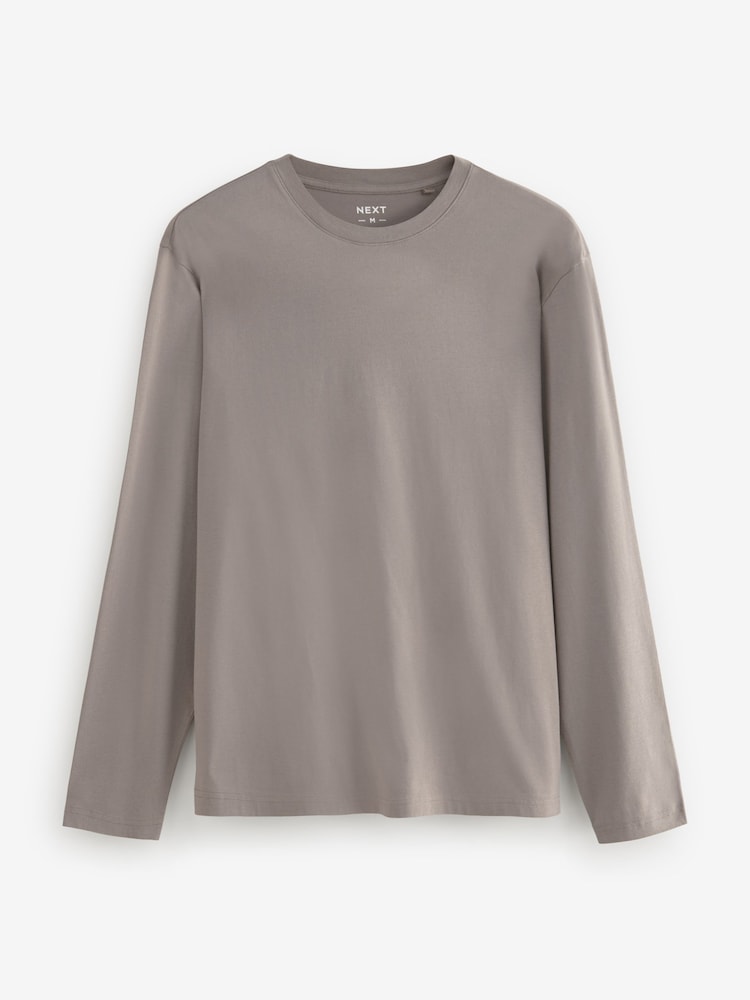 Blues/Grey/Neutrals Regular Fit Regular Fit Long Sleeve 100% Cotton T-Shirts 5 Pack - Image 4 of 16
