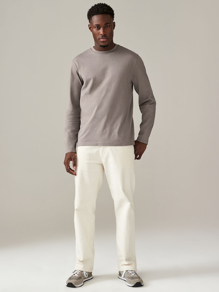Blues/Grey/Neutrals Regular Fit Regular Fit Long Sleeve 100% Cotton T-Shirts 5 Pack - Image 8 of 16