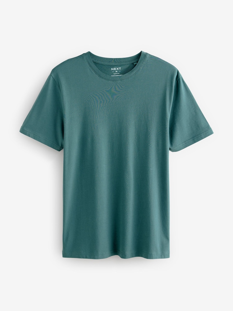 Blues/Purple/Pink/Neutrals Slim Fit Essential Cotton T-Shirts 6 Pack - Image 11 of 17