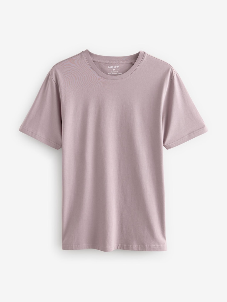 Blues/Purple/Pink/Neutrals Slim Fit Essential Cotton T-Shirts 6 Pack - Image 12 of 17