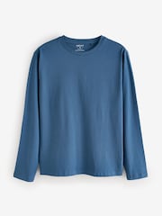 Black/White/Grey/Blue Slim Fit Regular Fit Long Sleeve 100% Cotton T-Shirts 5 Pack - Image 11 of 16