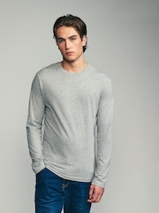 Black/White/Grey/Blue Slim Fit Regular Fit Long Sleeve 100% Cotton T-Shirts 5 Pack - Image 2 of 16