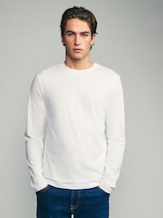 Black/White/Grey/Blue Slim Fit Regular Fit Long Sleeve 100% Cotton T-Shirts 5 Pack - Image 3 of 16