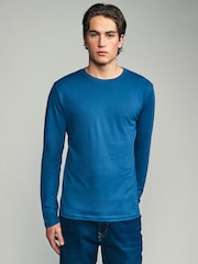 Black/White/Grey/Blue Slim Fit Regular Fit Long Sleeve 100% Cotton T-Shirts 5 Pack - Image 6 of 16