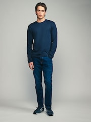 Black/White/Grey/Blue Slim Fit Regular Fit Long Sleeve 100% Cotton T-Shirts 5 Pack - Image 7 of 16