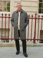 Grey Check Car Coat with Wool - Image 1 of 5