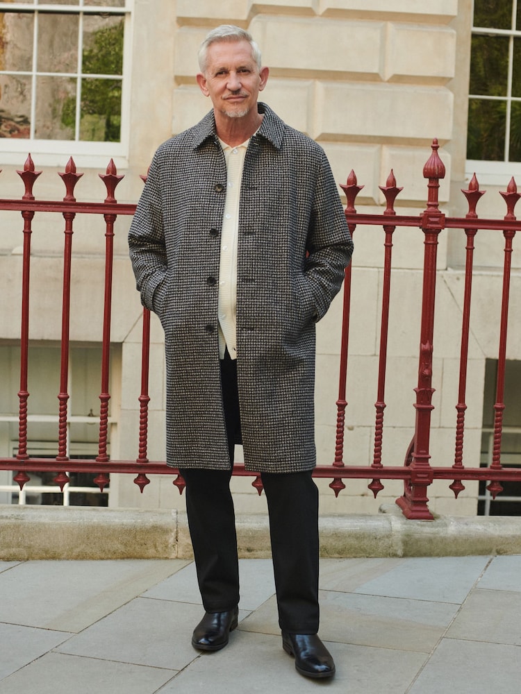 Grey Check Car Coat with Wool - Image 1 of 5