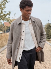 Brown Check Car Coat with Wool - Image 1 of 10