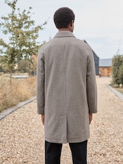 Brown Check Car Coat with Wool - Image 2 of 10