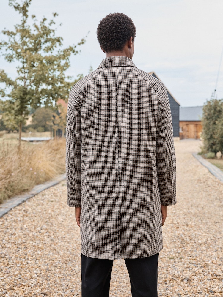Brown Check Car Coat with Wool - Image 2 of 10