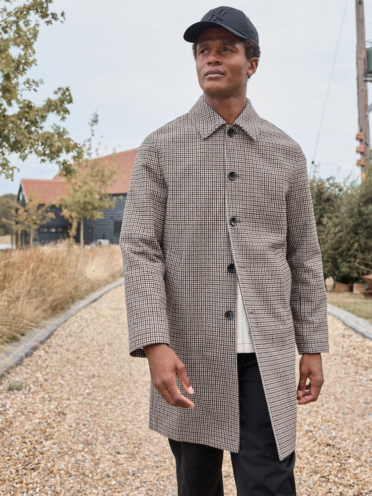 Brown Check Car Coat with Wool - Image 3 of 10