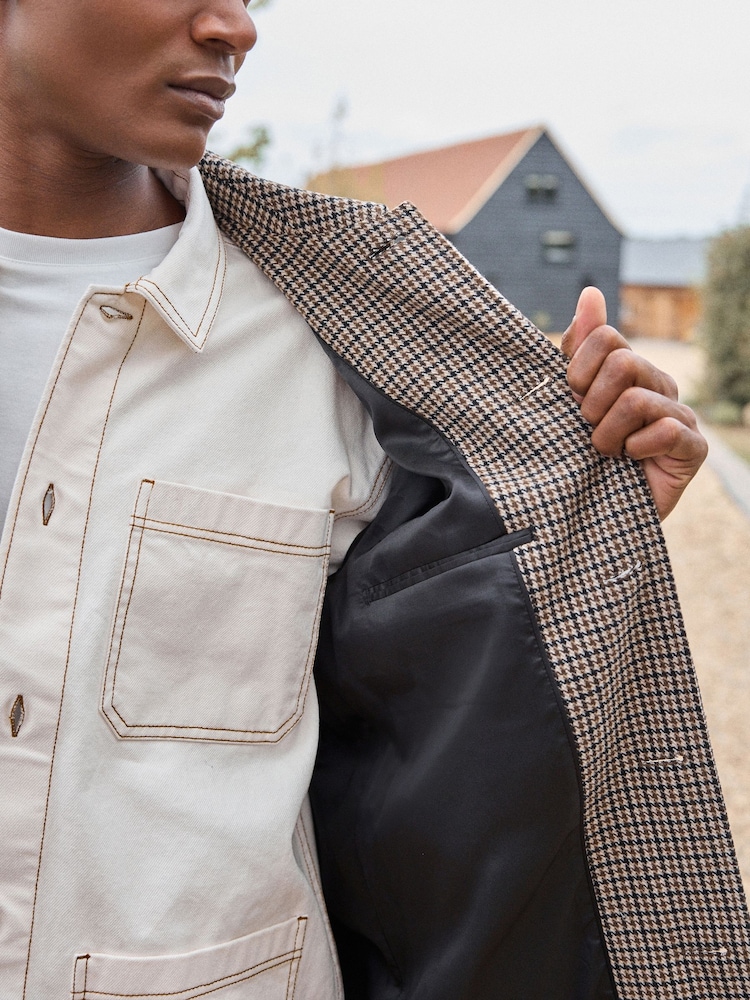 Brown Check Car Coat with Wool - Image 5 of 10