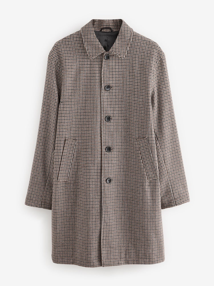 Brown Check Car Coat with Wool - Image 6 of 10