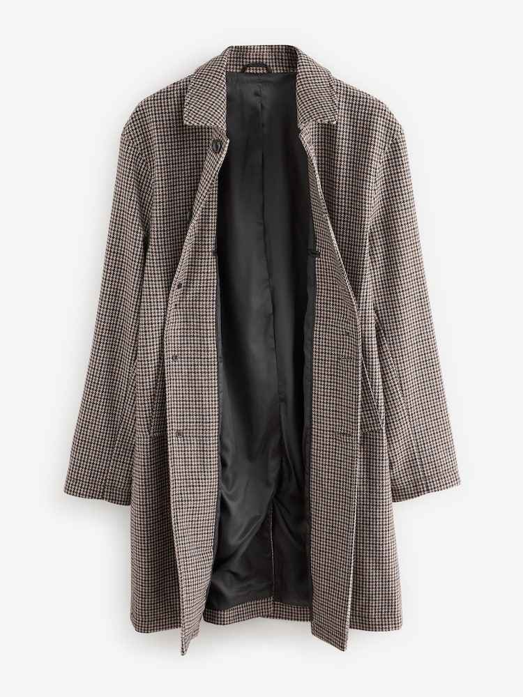 Brown Check Car Coat with Wool - Image 7 of 10