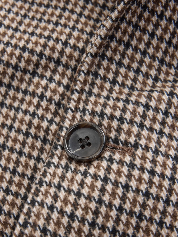 Brown Check Car Coat with Wool - Image 9 of 10