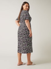 Evans Orange Button Through Angel Sleeve Dress - Image 3 of 5