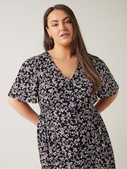Evans Orange Button Through Angel Sleeve Dress - Image 4 of 5