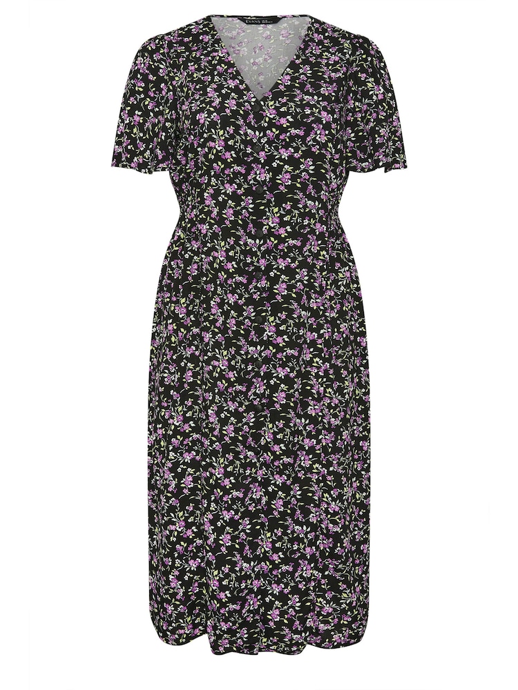 Evans Orange Button Through Angel Sleeve Dress - Image 5 of 5