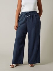 Evans Curve White Linen Wide Leg Trousers - Image 2 of 5