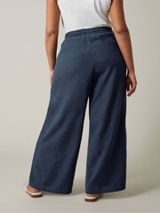 Evans Curve White Linen Wide Leg Trousers - Image 3 of 5