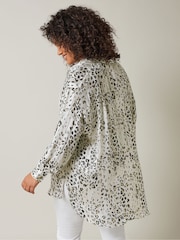 Evans Cream Animal Print Metallic Stripe Blouse - Image 3 of 5