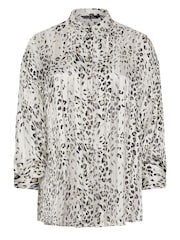 Evans Cream Animal Print Metallic Stripe Blouse - Image 5 of 5