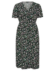 Evans Orange Button Through Angel Sleeve Dress - Image 5 of 5