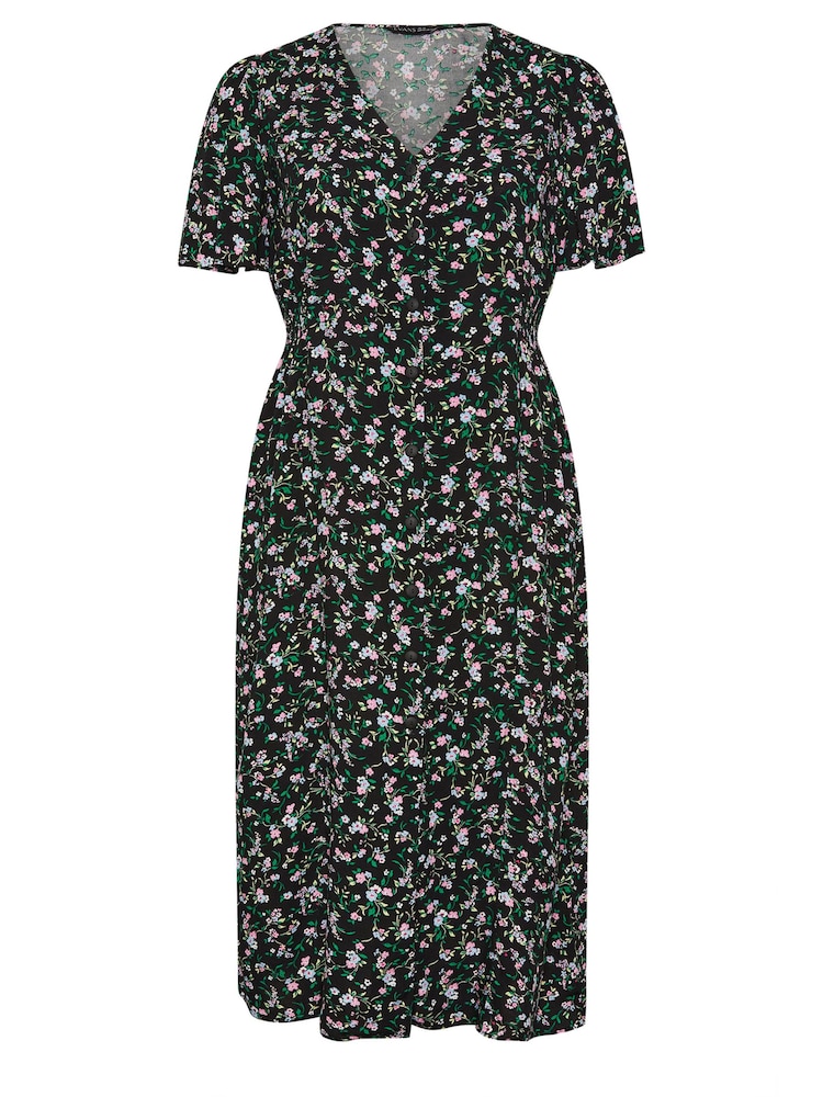 Evans Orange Button Through Angel Sleeve Dress - Image 5 of 5