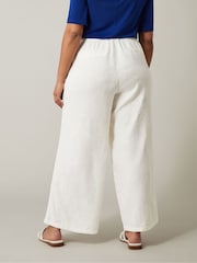 Evans Curve White Linen Wide Leg Trousers - Image 3 of 5