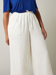 Evans Curve White Linen Wide Leg Trousers - Image 4 of 5