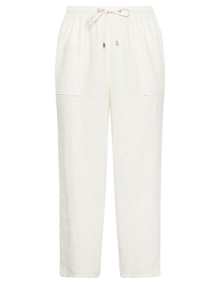 Evans Curve White Linen Wide Leg Trousers - Image 5 of 5