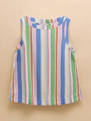 Joules Cove Linen Blend Multi Stripe Sleeveless Top with Linen - Image 9 of 9