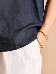 Joules Cove Linen Blend Navy Sleeveless Top with Linen - Image 5 of 6
