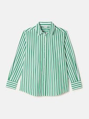 Joules Amilla Green & White Stripe Longline Relaxed Fit Shirt - Image 7 of 7