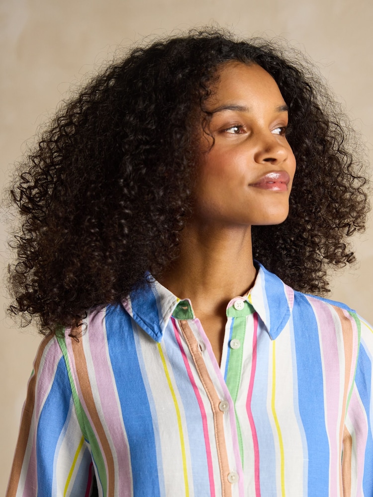 Joules Maeva Stripe Relaxed Fit 100% Linen Shirt - Image 5 of 7