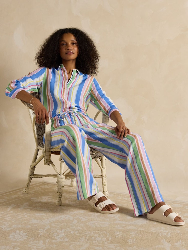 Joules Maeva Stripe Relaxed Fit 100% Linen Shirt - Image 6 of 7